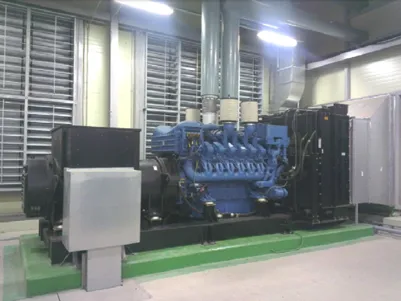 Sala de motogeneradores de respaldo en una fábrica, Corea